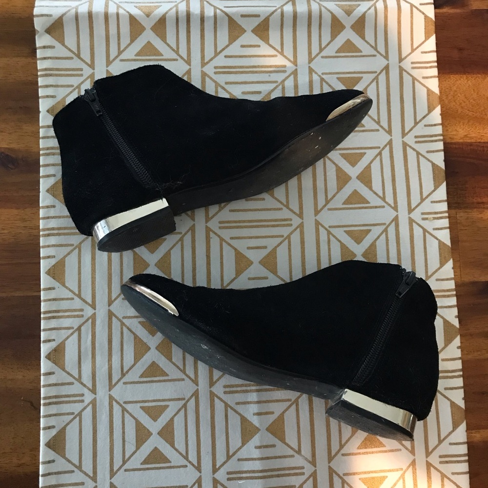 Topshop “beebop gold heel boots” in black suede